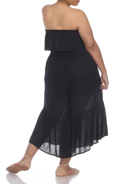 Boho Me Ruffle Popover Strapless Jumpsuit In Black