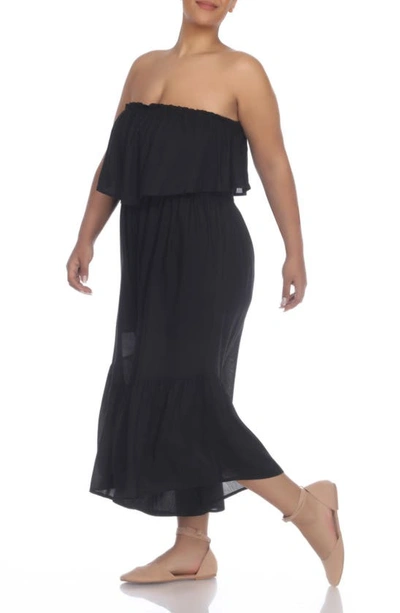Boho Me Ruffle Popover Strapless Jumpsuit In Black