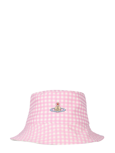 Shop Vivienne Westwood Orb Embroidery Bucket Hat In Rosa