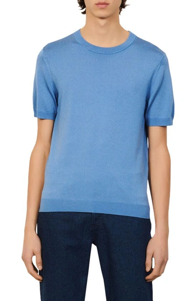 Shop Sandro Pablo Stretch Knit Crewneck T-shirt In Sky Blue