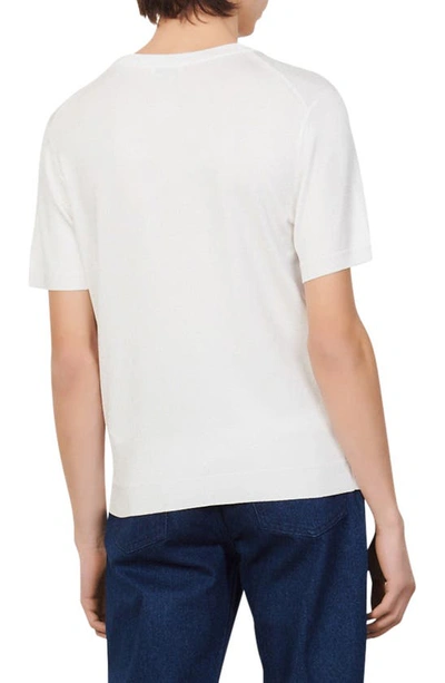 Shop Sandro Pablo Stretch Knit Crewneck T-shirt In Ecru