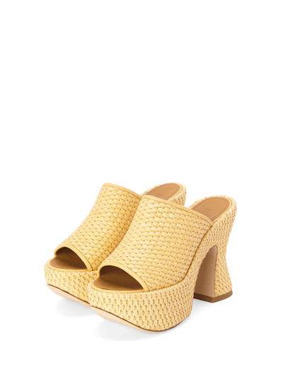 Shop Loewe Raffia Platform Mules In Brown