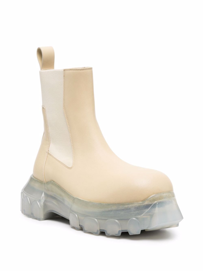 Shop Rick Owens Beatle Leather Ankle Boots In White