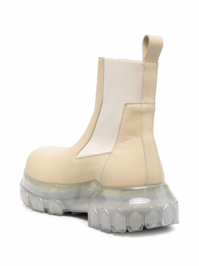 Shop Rick Owens Beatle Leather Ankle Boots In White