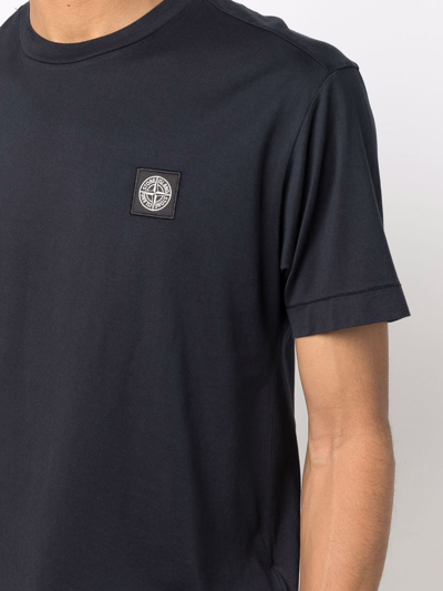 Shop Stone Island Cotton T-shirt In Blue