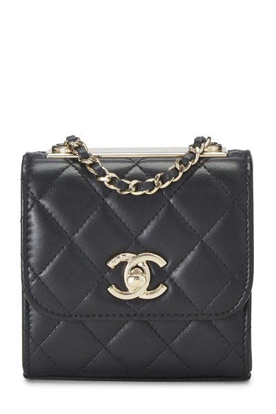 Pre-owned Black Quilted Lambskin Trendy 'cc' Chain Clutch
