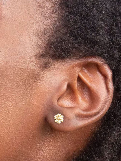 Shop Alex Monroe 18kt Yellow Gold Teeny Tiny Diamond Stud Earrings