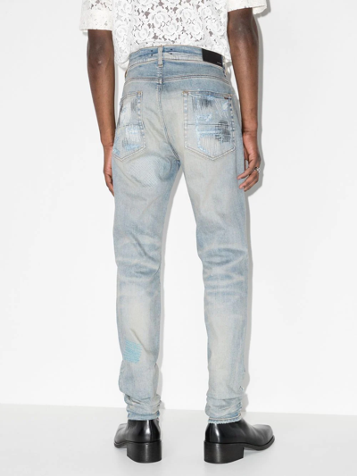 Shop Amiri Distressed-finish Skinny Jeans In Blue