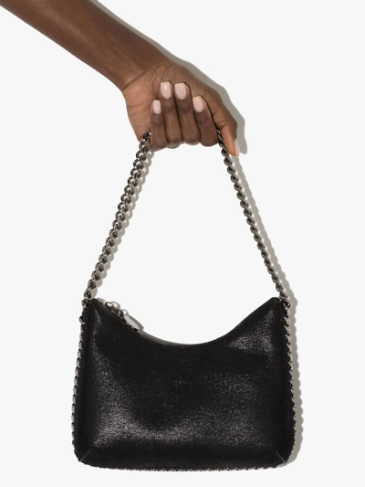 Shop Stella Mccartney Mini Falabella Zip Shoulder Bag In Black