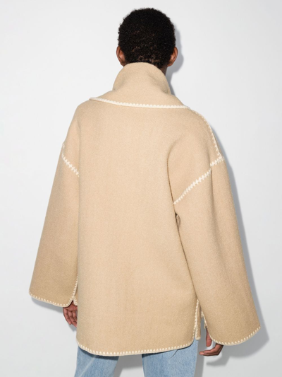 Totême Embroidered Scarf Button-front Jacket In Neutrals