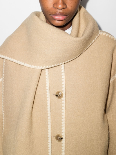 Totême Embroidered Scarf Button-front Jacket In Neutrals