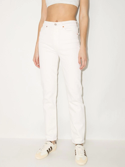 Shop Re/done High-rise Straight-leg Jeans In Neutrals