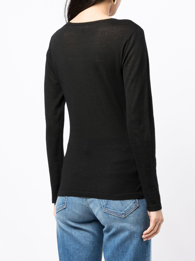 Shop N•peal Long-sleeve Cashmere Jumper In Black