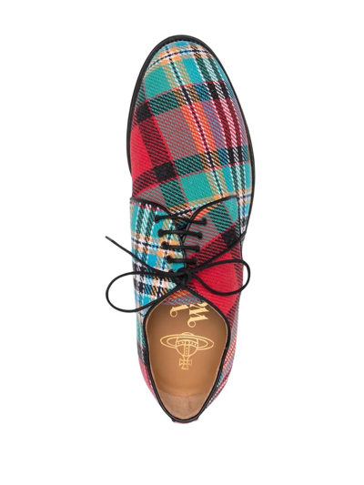 Shop Vivienne Westwood Plaid-check Print Derby Shoes In Red