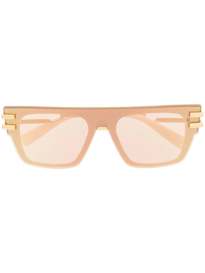 Shop Balmain Eyewear Shield-frame Sunglasses In Nude