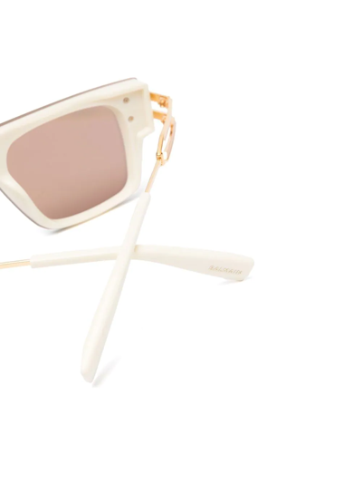 Shop Balmain Eyewear Shield-frame Sunglasses In Nude