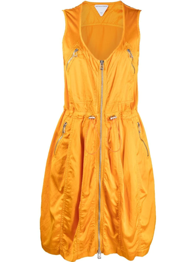 Shop Bottega Veneta Lightweight Zipped Puffball Dress In Orange