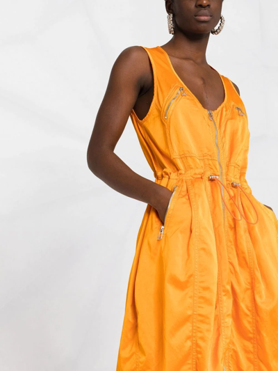 Shop Bottega Veneta Lightweight Zipped Puffball Dress In Orange