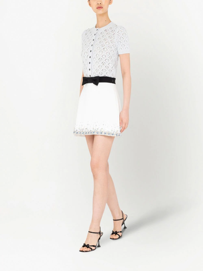 Miu Miu Rhinestone-embellished Cropped Cardigan In Grau