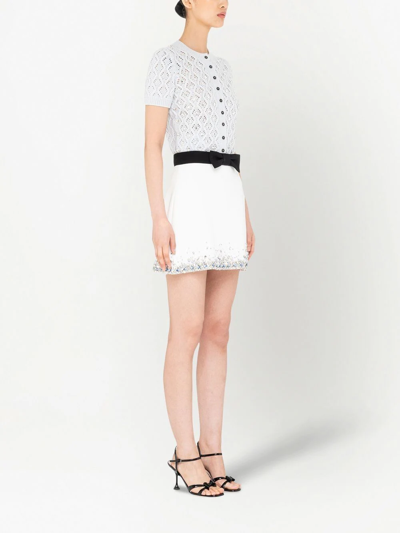 Miu Miu Rhinestone-embellished Cropped Cardigan In Grau