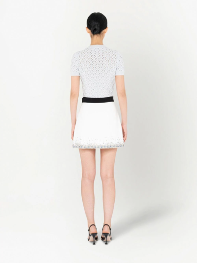 Miu Miu Rhinestone-embellished Cropped Cardigan In Grau