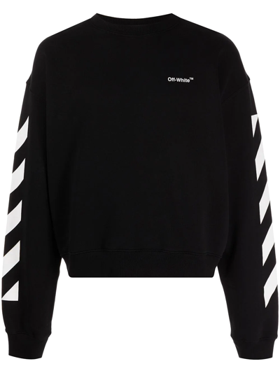 Shop Off-white Diagonal Helvetica Oversized Sweatshirt In Black