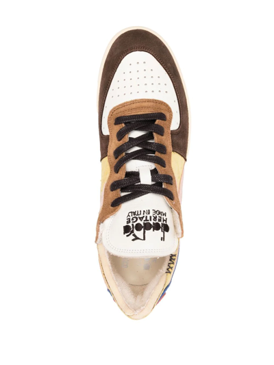 Shop Diadora Colour-block Low-top Sneakers In Braun