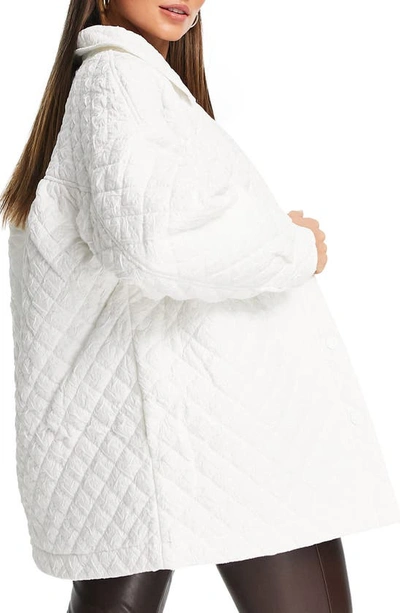 Shop Topshop Textured Quilted Coat In White