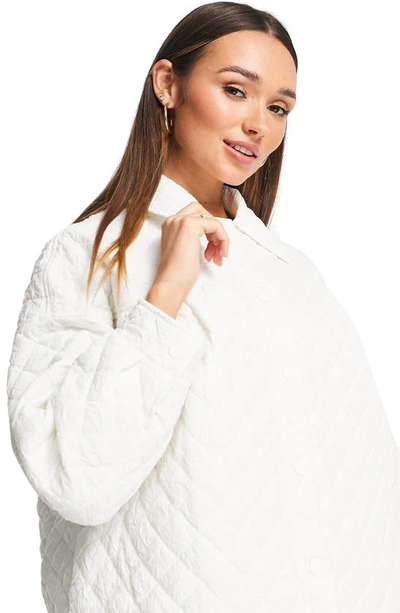 Shop Topshop Textured Quilted Coat In White