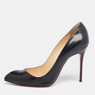 Pre-owned Christian Louboutin Black Leather Corneille Pumps Size 38.5