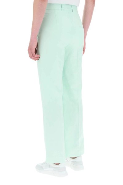 Shop Casablanca Wool Blend Trousers With Jacquard Embroidery In Green