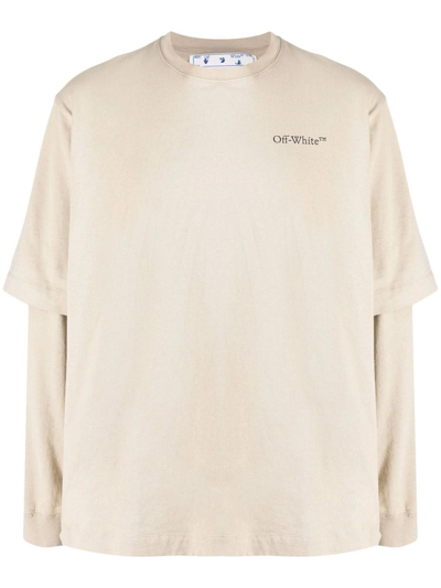 Off-white Men's Beige Cotton T-shirt