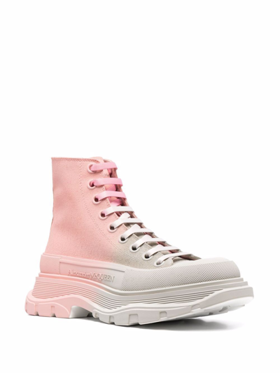Shop Alexander Mcqueen Women's Pink Cotton Ankle Boots