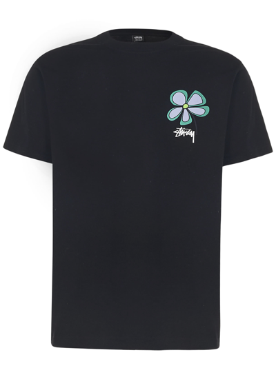 Shop Stussy Flower T-shirt In Black