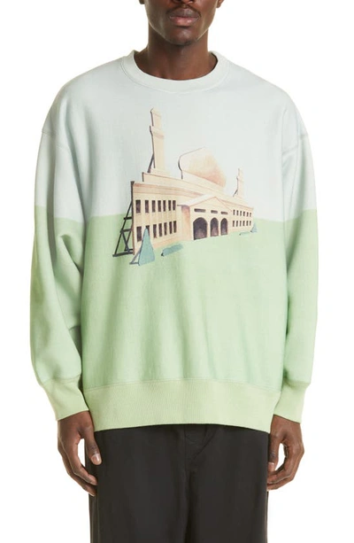 Shop Undercover C/s Palace Print Sweatshirt In Peppermint