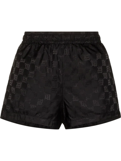 Shop Misbhv Monogram-print Elasticated-waistband Shorts In Black