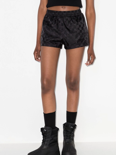 Shop Misbhv Monogram-print Elasticated-waistband Shorts In Black
