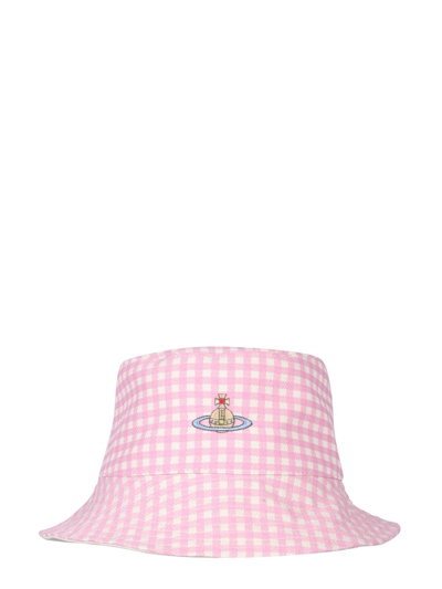 Shop Vivienne Westwood Orb Embroidery Bucket Hat In Pink
