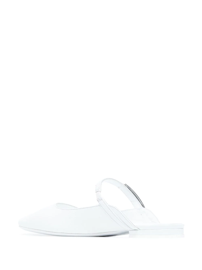 By Far Etta Flat Mules In Weiss