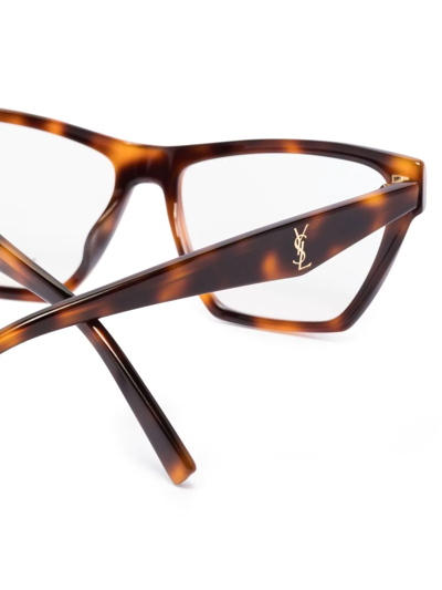 Saint Laurent Tortoiseshell-effect Cat Eye-frame Glasses In Brown
