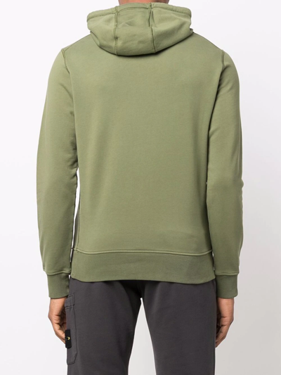 Shop Stone Island Logo-print Cotton Hoodie In Green