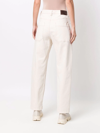 Shop Brunello Cucinelli Dyed Straight-leg Jeans In Neutrals