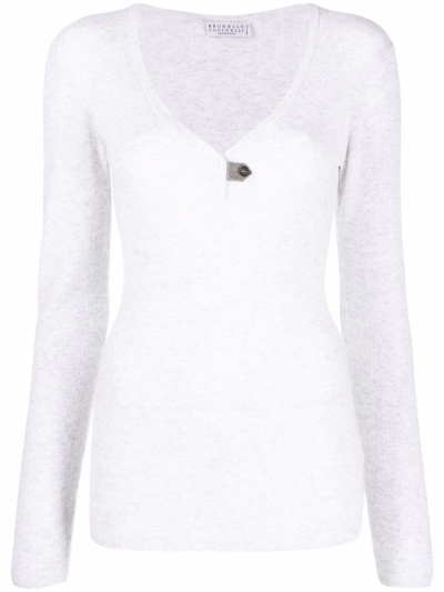 Brunello Cucinelli Chain-trim Detail Sweatshirt In C159 White