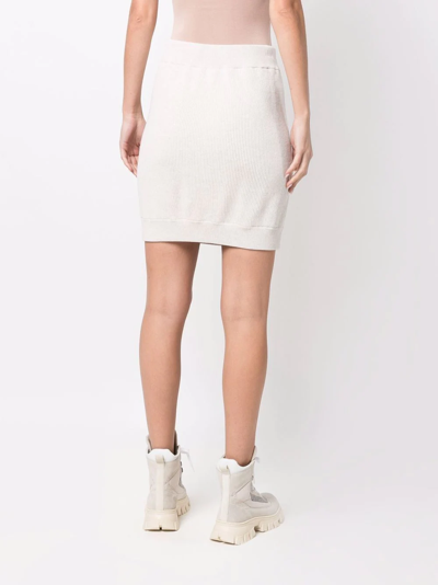 Brunello Cucinelli Drawstring Ribbed-knit Miniskirt In Neutrals