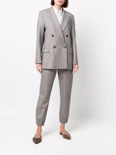 Brunello Cucinelli Check-pattern Double-breasted Blazer In White