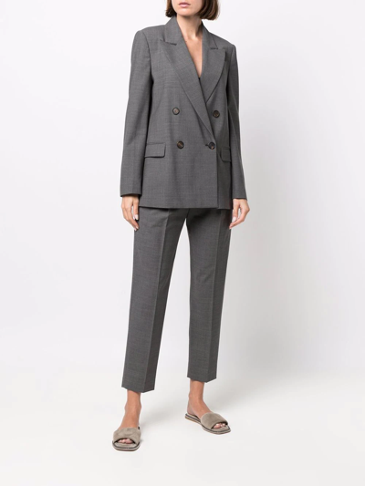 Shop Brunello Cucinelli Chain-trim Double-breasted Jacket In Grey