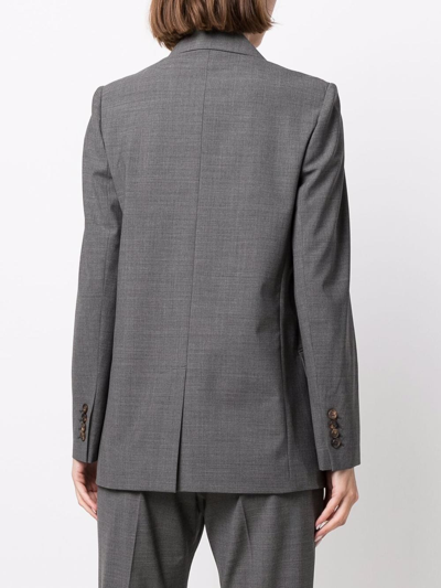 Shop Brunello Cucinelli Chain-trim Double-breasted Jacket In Grey