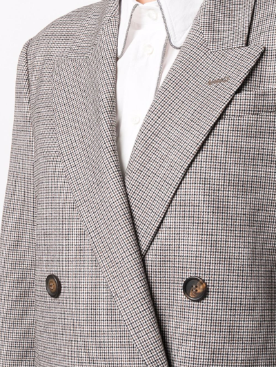 Brunello Cucinelli Check-pattern Double-breasted Blazer In White