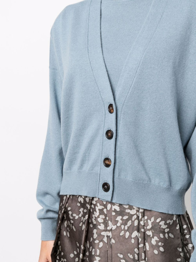 Shop Brunello Cucinelli Button-up Cashmere Cardigan In Blue