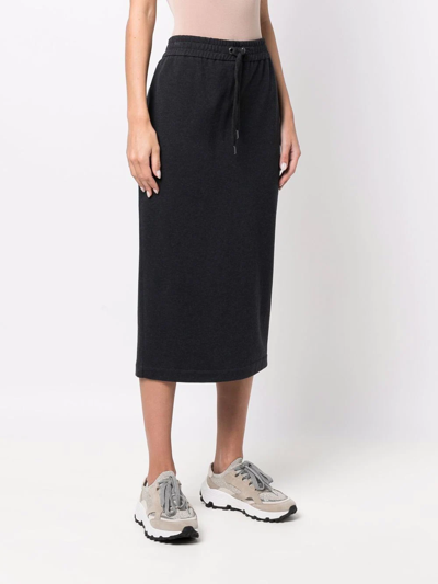 Shop Brunello Cucinelli Drawstring Midi Skirt In Black